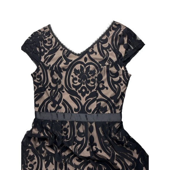 Soieblu Black Lace Overlay Beige Lining Dress Size Medium Romantic Whimsigoth - Picture 4 of 16